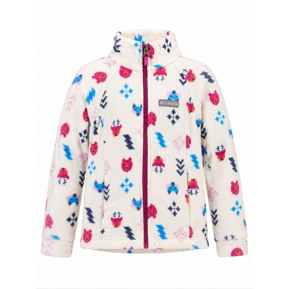 Columbia Kids Benton Springs Cream Woodland Animal Fleece Jacket Girls Size Xs 6